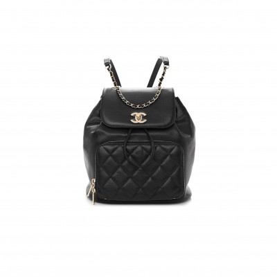 CHANEL CAVIAR QUILTED BUSINESS AFFINITY BACKPACK BLACK ROSE GOLD HARDWARE (23*23*15cm)