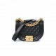 CHANEL CAVIAR QUILTED SMALL BOY MESSENGER BAG BLACK GOLD HARDWARE (20*13*7cm)