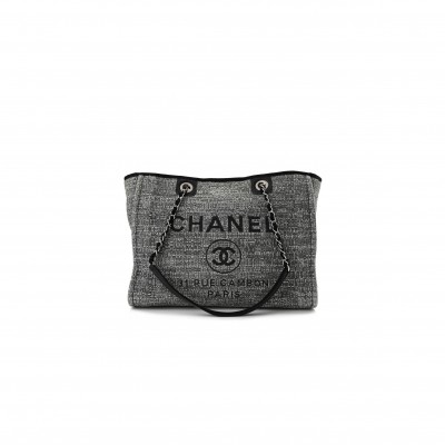 CHANEL TWEED SMALL DEAUVILLE TOTE CHARCOAL (42*34*27cm)