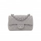 CHANEL LAMBSKIN QUILTED MINI RECTANGULAR FLAP GREY SILVER HARDWARE (20*12*6cm)