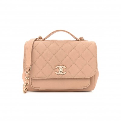 CHANEL CAVIAR QUILTED MEDIUM BUSINESS AFFINITY FLAP BEIGE GOLD HARDWARE (22*16*7cm)