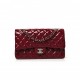 CHANEL PATENT CALFSKIN QUILTED MEDIUM DOUBLE FLAP DARK RED ROSE GOLD HARDWARE (25*15*6cm)