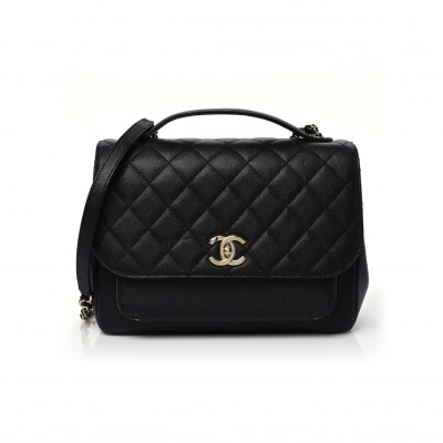 CHANEL CAVIAR QUILTED LARGE BUSINESS AFFINITY FLAP BLACK ROSE GOLD HARDWARE (27*19*9cm)