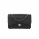 CHANEL CAVIAR CHEVRON QUILTED JUMBO DOUBLE FLAP BLACK SILVER HARDWARE (30*20*9cm)