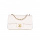 CHANEL PEARL CRUSH MINI RECTANGULAR FLAP BAG WHITE LAMBSKIN ANTIQUE GOLD HARDWARE (20*13*6cm)