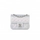 CHANEL MINI SQUARE FLAP BAG BLUE IRIDESCENT LAMBSKIN SILVER HARDWARE (17*14*8cm)