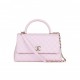 CHANEL MEDIUM COCO HANDLE FLAP BAG LIGHT PINK CAVIAR LIGHT GOLD HARDWARE (29*18*11cm)