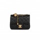 CHANEL PEARL CRUSH MINI SQUARE FLAP BAG BLACK LAMBSKIN ANTIQUE GOLD HARDWARE  (17*14*8cm)