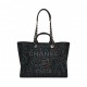 CHANEL LARGE DEAUVILLE SHOPPING BAG BLACK SEQUIN BOUCLE SILVER HARDWARE (41*28*15cm)