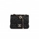 CHANEL PEARL CRUSH MINI SQUARE FLAP BAG BLACK LAMBSKIN LIGHT GOLD HARDWARE (17*14*8cm)