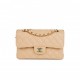 CHANEL SMALL CLASSIC DOUBLE FLAP BAG BEIGE CAVIAR GOLD HARDWARE (23*13*6cm)