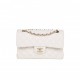 CHANEL SMALL CLASSIC DOUBLE FLAP WHITE CAVIAR LIGHT GOLD HARDWARE (23*13*6cm)