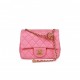 CHANEL PEARL CRUSH MINI SQUARE FLAP BAG PINK LAMBSKIN ANTIQUE GOLD HARDWARE (17*14*8cm)