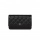 CHANEL WALLET ON CHAIN WOC BLACK LAMBSKIN SILVER HARDWARE (19*12*4cm)