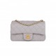 CHANEL PEARL CRUSH MINI RECTANGULAR FLAP BAG LIGHT GREY LAMBSKIN ANTIQUE GOLD HARDWARE (20*13*6cm)