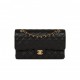 CHANEL MEDIUM CLASSIC DOUBLE FLAP BAG BLACK QUILTED CAVIAR GOLD HARDWARE (25*15*7cm)