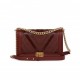 CHANEL NEW MEDIUM BOY BAG BURGUNDY CHEVRON ANTIQUE GOLD HARDWARE (28*18*9cm)