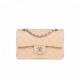 CHANEL SMALL CLASSIC DOUBLE FLAP BEIGE LAMBSKIN SILVER HARDWARE (23*13*6cm)