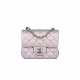 CHANEL MINI SQUARE FLAP BAG LAVENDER IRIDESCENT LAMBSKIN SILVER HARDWARE (17*13*8cm)