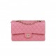 CHANEL MEDIUM CLASSIC DOUBLE FLAP BAG DARK PINK CAVIAR LIGHT GOLD HARDWARE (25*15*7cm)