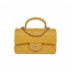 CHANEL MINI RECTANGULAR FLAP WITH TOP HANDLE YELLOW LAMBSKIN LIGHT GOLD HARDWARE (22*15*8cm)