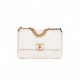 CHANEL MEDIUM 19 FLAP BAG WHITE CALFSKIN MIXED HARDWARE (25*16*9cm)