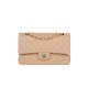 CHANEL MEDIUM CLASSIC DOUBLE FLAP BAG BEIGE LAMBSKIN LIGHT GOLD HARDWARE (25*15*7cm)