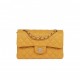 CHANEL SMALL CLASSIC DOUBLE FLAP YELLOW CAVIAR LIGHT GOLD HARDWARE (23*13*6cm)