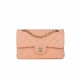 CHANEL SMALL CLASSIC DOUBLE FLAP PEACH LAMBSKIN LIGHT GOLD HARDWARE (23*13*6cm)