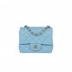 CHANEL MINI SQUARE FLAP BAG BLUE LAMBSKIN LIGHT GOLD HARDWARE (17*13*8cm)