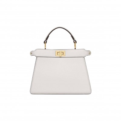 FENDI PEEKABOO ISEEU PETITE - WHITE PADDED NAPPA LEATHER BAG 8BN335ABVEF0QVL (20*15.5*11cm)