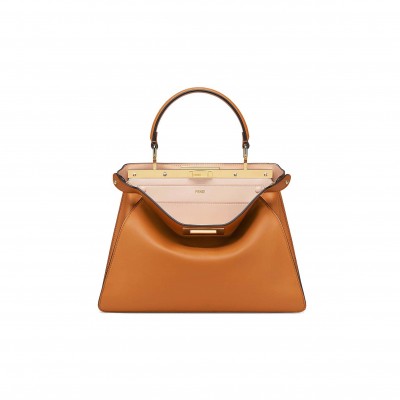 FENDI PEEKABOO ISEEU MEDIUM - BROWN LEATHER BAG 8BN321A6V3F1D48 (33.5*25.5*13cm)