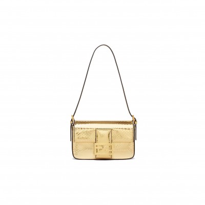 FENDI MINI BAGUETTE 1997 - GOLD-COLORED PYTHON LEATHER BAG 8BS049ABJZF1GNN (19.5*11*5cm)