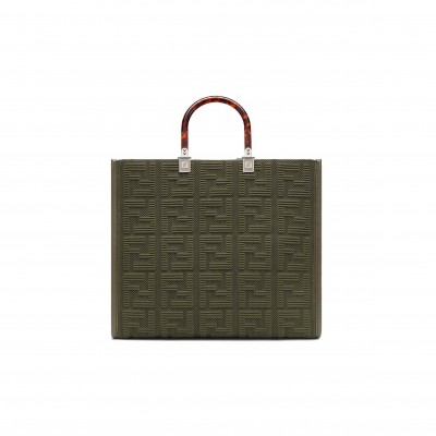 FENDI SUNSHINE MEDIUM - GREEN FF FABRIC SHOPPER 8BH386AHWCF0GVX (35*31*17cm)