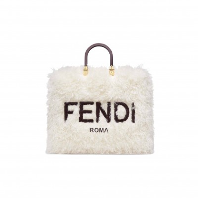 FENDI SUNSHINE LARGE - WHITE MOHAIR SHOPPER 8BH372ALG4F1IVB (40.5*35*21.5cm)