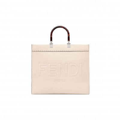 FENDI SUNSHINE MEDIUM - PALE PINK FULL GRAIN LEATHER SHOPPER 8BH386ALFYF065R (35*31*17cm)