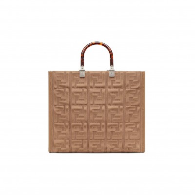 FENDI SUNSHINE MEDIUM - BEIGE FF FABRIC SHOPPER 8BH386AHWCF09YL (35*31*17cm)