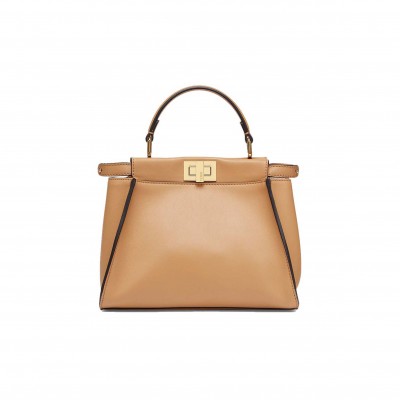 FENDI PEEKABOO MINI - BEIGE LEATHER BAG 8BN244AHJWF1F1L (23*18*11cm)