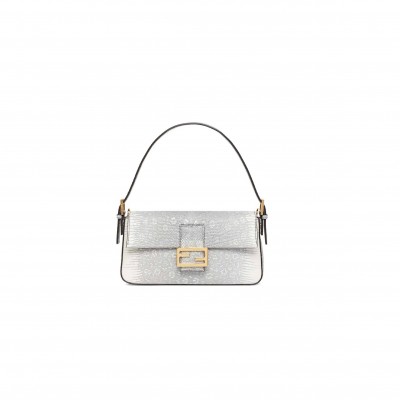 FENDI BAGUETTE 1997 - WHITE LIZARD LEATHER BAG 8BR792AFQDF1GPH (28*13.5*6cm)