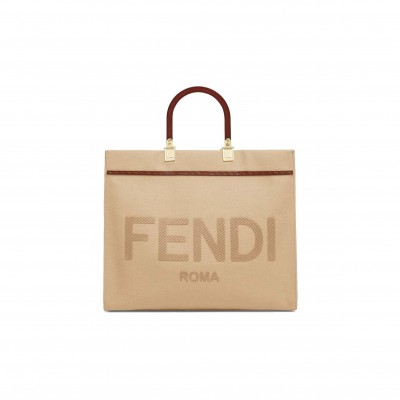 FENDI SUNSHINE MEDIUM - BEIGE CANVAS BAG 8BH386ABVVF1E1A (35*31*17cm)