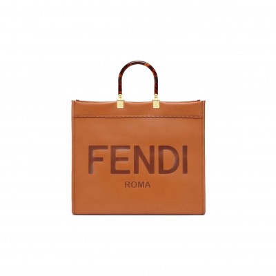 FENDI LARGE FENDI SUNSHINE - BROWN LEATHER SHOPPER 8BH372ABVLF0PWZ (40.5*35*21.5cm)