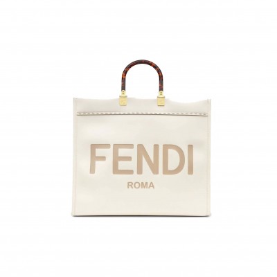 FENDI LARGE FENDI SUNSHINE - WHITE LEATHER SHOPPERX 8BH372ABVLF0K7E (40.5*35*21.5cm)