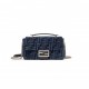 FENDI BAGUETTE CHAIN MIDI - DARK BLUE FF TAPESTRY FABRIC BAG 8BR793ALG7F1HZR (24*14.5*7cm)