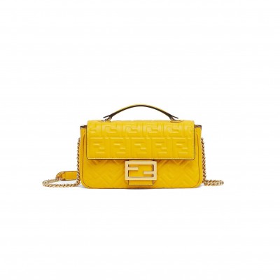 FENDI BAGUETTE CHAIN MIDI - YELLOW NAPPA LEATHER BAG 8BR793AH9CF1E8V (24*14.5*7cm)