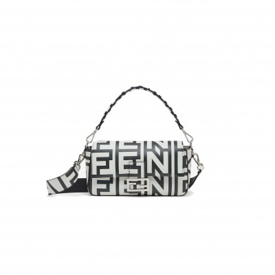 FENDI BAGUETTE - TWO-TONE LEATHER FENDI ROMA CAPSULE BAG 8BR600AMWQF1C6C (27*15*6cm)