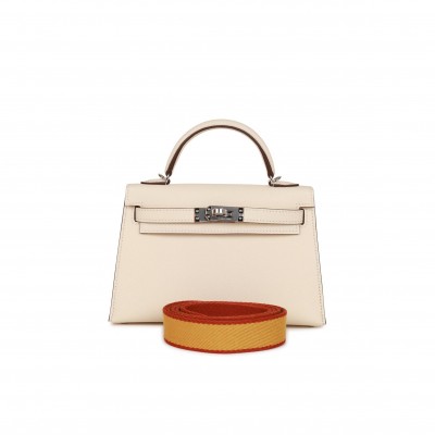 HERMES MINI KELLY SELLIER 20 NATA EPSOM PALLADIUM HARDWARE (19.1*11.4*5.6cm)