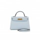 HERMES MINI KELLY SELLIER 20 BLEU BRUME CHEVRE GOLD HARDWARE (19.1*11.4*5.6cm)