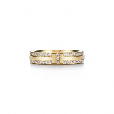 Tiffany T Narrow Pavé Diamond Ring in 18k Gold