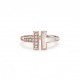 TIFFANY T WIRE RING IN ROSE GOLD WITH DIAMONDS AND MOTHER-OF-PEARL