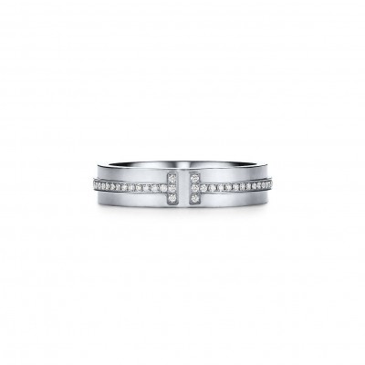 Tiffany T Narrow Diamond Ring in 18k White Gold